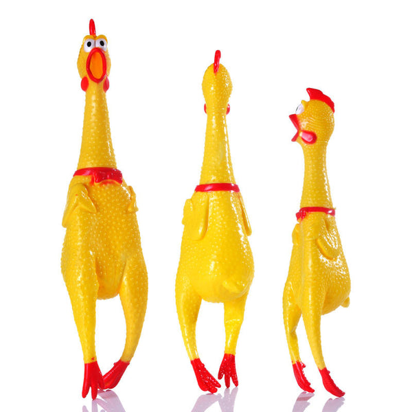 Pet Dog Toy - Yellow mini Screaming Rubber Chicken