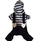 Dog Clothing Pet Puppy Winter Warm Clothes Woolen Coverall Hoodie Striped Black Pant Dogs Jumpsuit Bib HH4