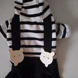 Dog Clothing Pet Puppy Winter Warm Clothes Woolen Coverall Hoodie Striped Black Pant Dogs Jumpsuit Bib HH4