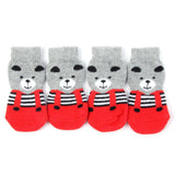 4pcs Pet Small Dog Warm Soft Socks Anti-slip